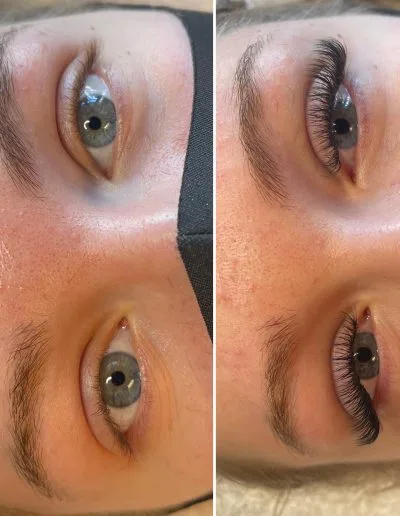 Before and after photo of eyelash extensions example 4 by Aesthetically Speaking in Reno, Nevada.