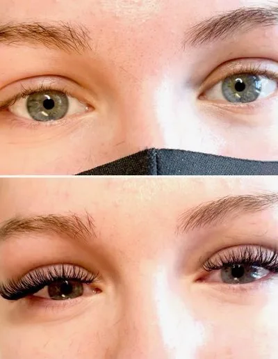 Before and after photo of eyelash extensions example 3 by Aesthetically Speaking in Reno, Nevada.
