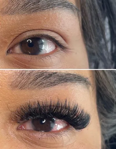 Before and after photo of eyelash extensions example 5 by Aesthetically Speaking in Reno, Nevada.