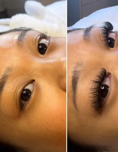 Before and after photo of eyelash extensions example 2 by Aesthetically Speaking in Reno, Nevada.