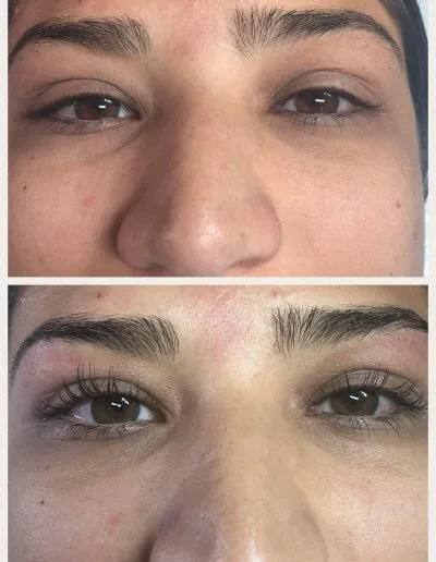 Before and after photo of a lash lift example 1 by Aesthetically Speaking in Reno, Nevada.