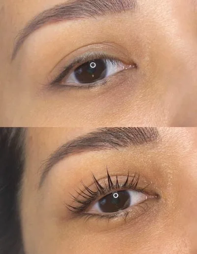 Before and after photo of a lash lift example 7 by Aesthetically Speaking in Reno, Nevada.