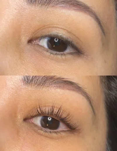 Before and after photo of a lash lift example 6 by Aesthetically Speaking in Reno, Nevada.