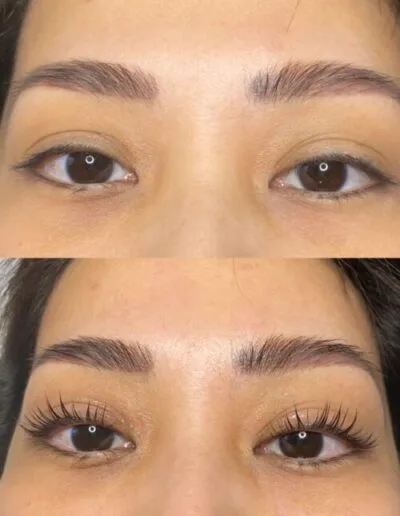 Before and after photo of a lash lift example 5 by Aesthetically Speaking in Reno, Nevada.
