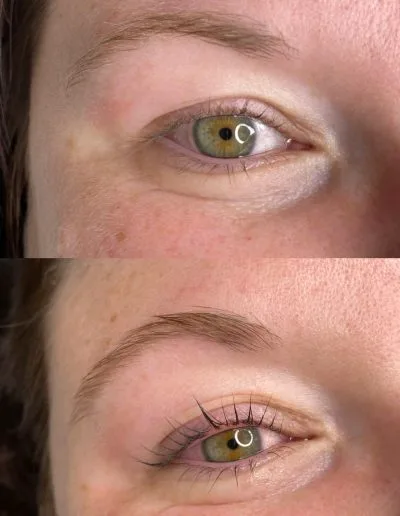 Before and after photo of a lash lift example 4 by Aesthetically Speaking in Reno, Nevada.