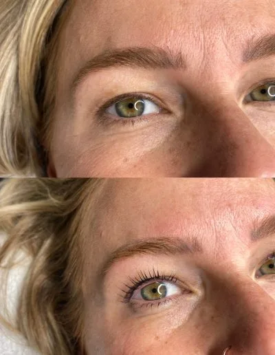 Before and after photo of a lash lift example 3 by Aesthetically Speaking in Reno, Nevada.