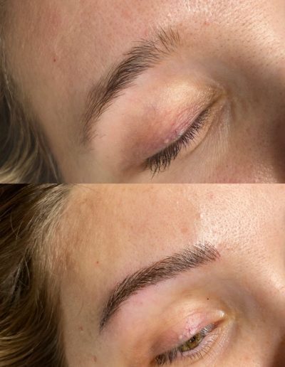 Before and after photo of microblading done on a client example 15 from Aesthetically Speaking in Reno, Nevada.
