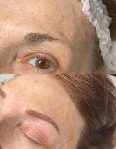 Before and after photo of microblading done on a client example 28 from Aesthetically Speaking in Reno, Nevada.