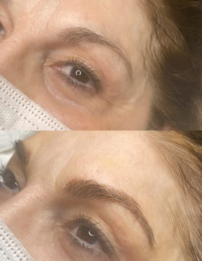 Before and after photo of microblading done on a client example 39 from Aesthetically Speaking in Reno, Nevada.