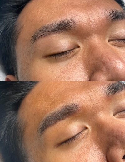Before and after photo of microblading done on a client example 42 from Aesthetically Speaking in Reno, Nevada.
