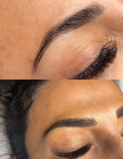 Before and after photo of microblading done on a client example 43 from Aesthetically Speaking in Reno, Nevada.